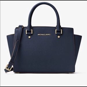 NWT Michael Kors Selma Satchel- NAVY